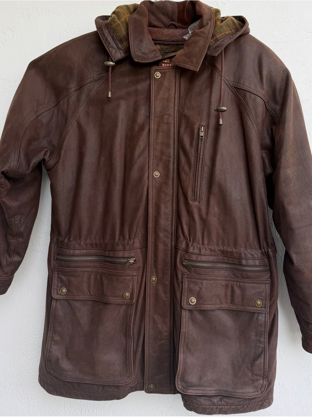 Vtg Wilson Leather Adventure Bound Brown Hooded Thinsulate Jacket Coat Mens L